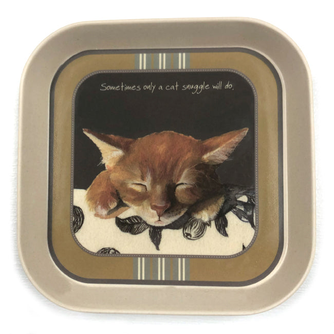 Bamboo Trinket Tray Sometimes Only A Cat Snuggle Will Do