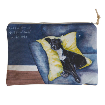 Little Dog Laughed Not Allowed On The Sofa Zip Purse