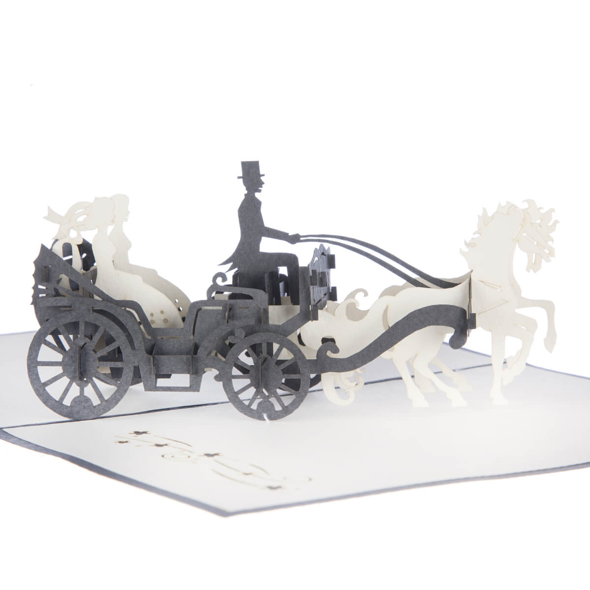 Brides Carriage Pop-Up Female Wedding Greeting Card Blank Inside