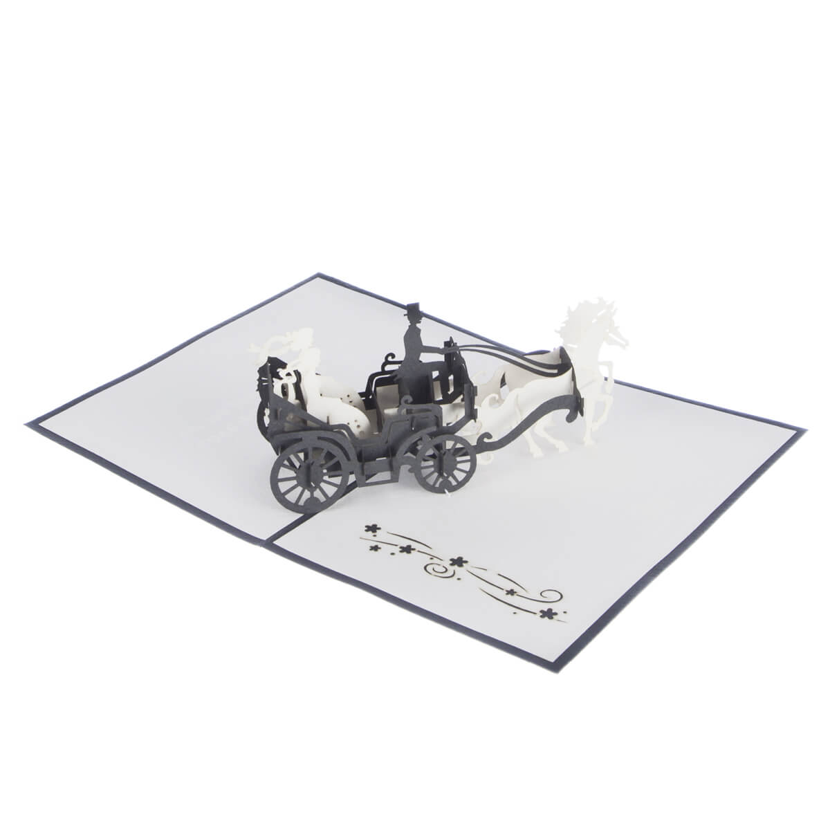 Brides Carriage Pop-Up Female Wedding Greeting Card Blank Inside