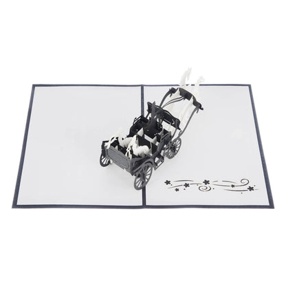 Brides Carriage Pop-Up Female Wedding Greeting Card Blank Inside