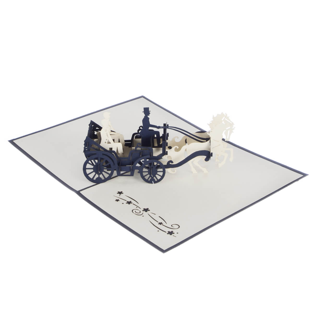 Grooms Carriage Pop-Up Male Wedding Greeting Card Blank Inside