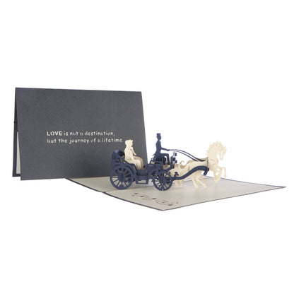 Grooms Carriage Pop-Up Male Wedding Greeting Card Blank Inside