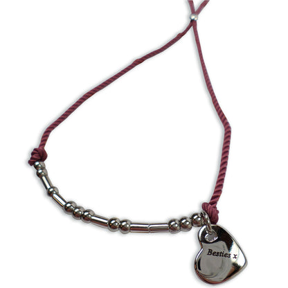 Besties Morse Code Bracelet String With Beads & Heart Charm With Mini Envelope