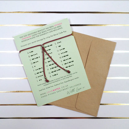 Besties Morse Code Bracelet String With Beads & Heart Charm With Mini Envelope