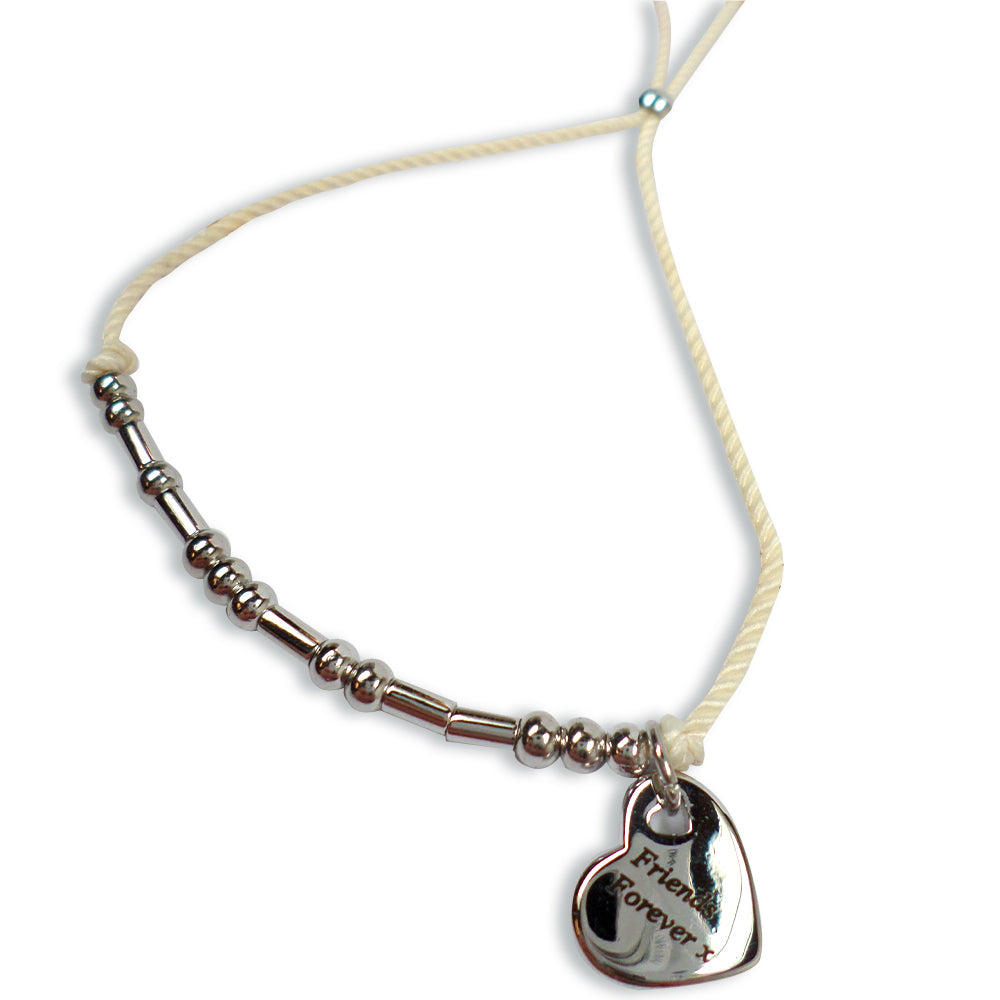 Forever Friends Morse Code Bracelet String With Beads & Heart Charm With Mini Envelope
