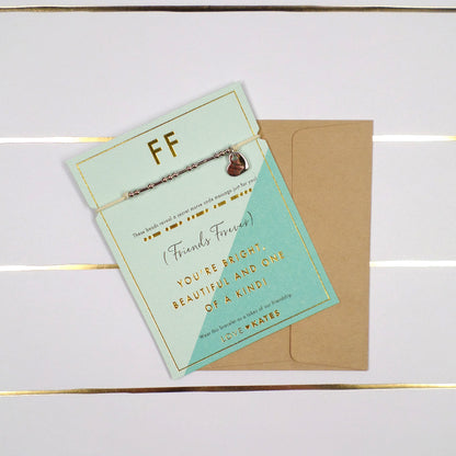 Forever Friends Morse Code Bracelet String With Beads & Heart Charm With Mini Envelope