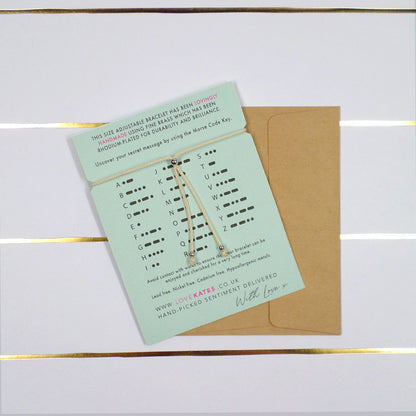 Forever Friends Morse Code Bracelet String With Beads & Heart Charm With Mini Envelope