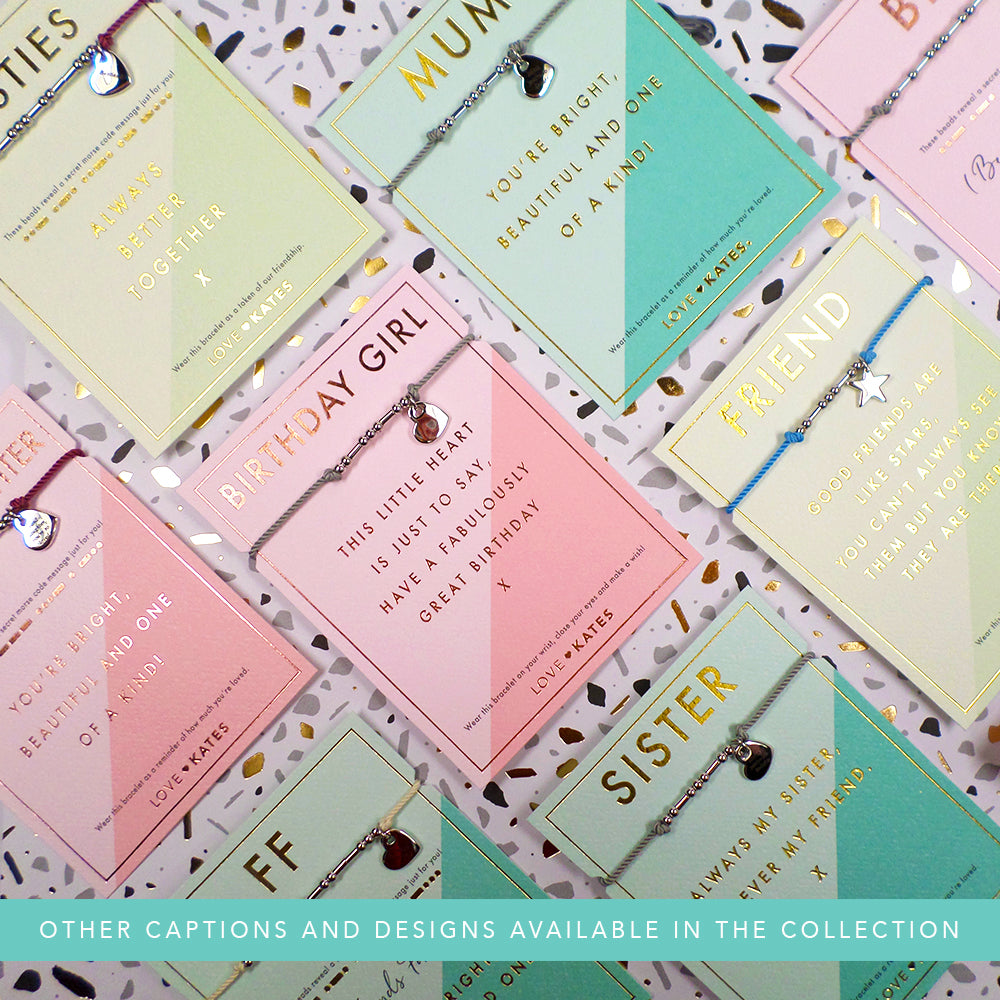 Daughter Morse Code Bracelet String With Beads & Heart Charm With Mini Envelope