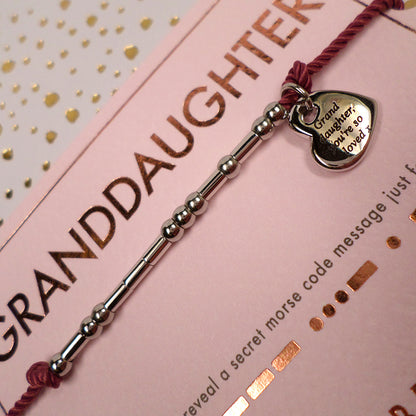 Granddaughter Morse Code Bracelet String With Beads & Heart Charm With Mini Envelope
