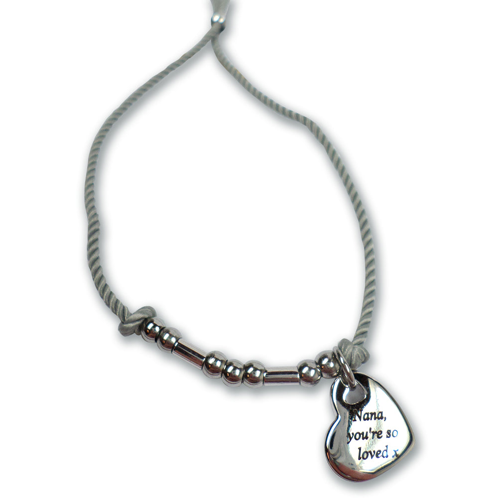 Nana Worlds Best Bracelet String With Beads & Heart Charm With Mini Envelope