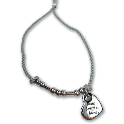 Nana Worlds Best Bracelet String With Beads & Heart Charm With Mini Envelope