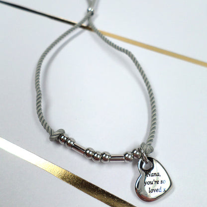 Nana Worlds Best Bracelet String With Beads & Heart Charm With Mini Envelope