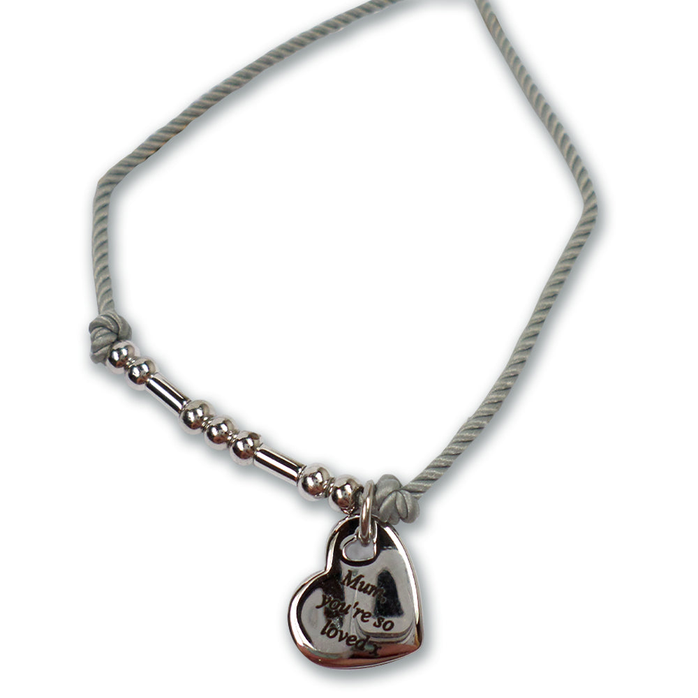 Mum You're One Of A Kind Bracelet String With Beads & Heart Charm With Mini Envelope