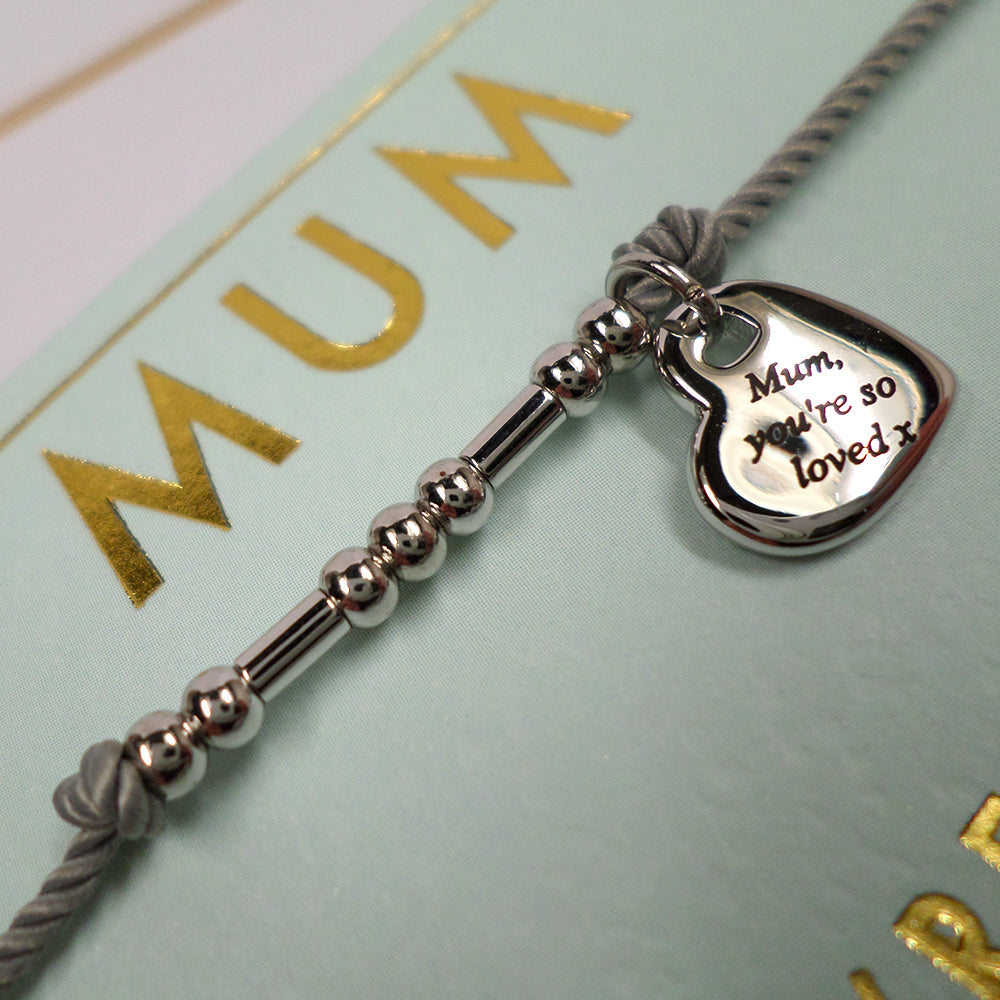 Mum You're One Of A Kind Bracelet String With Beads & Heart Charm With Mini Envelope