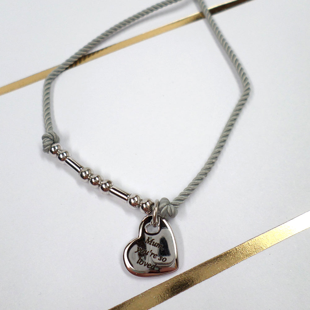 Mum You're One Of A Kind Bracelet String With Beads & Heart Charm With Mini Envelope