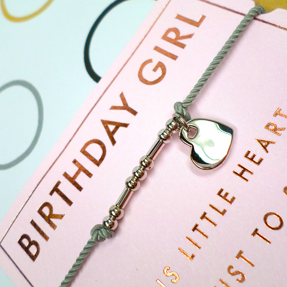 Birthday Girl Bracelet String Beads String With Beads & Heart Charm With Mini Envelope