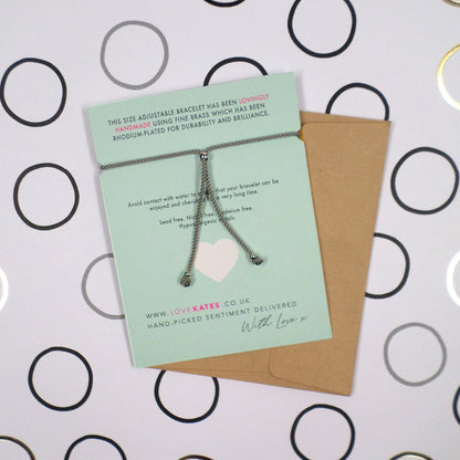 Sister Forever My Friend Bracelet String With Beads & Heart Charm With Mini Envelope