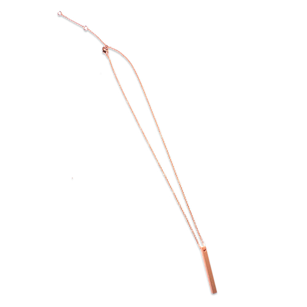 Friend One Of A Kind Brushed Rose Gold Vertical Bar Necklace In Presentation Box