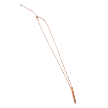 Friend One Of A Kind Brushed Rose Gold Vertical Bar Necklace In Presentation Box