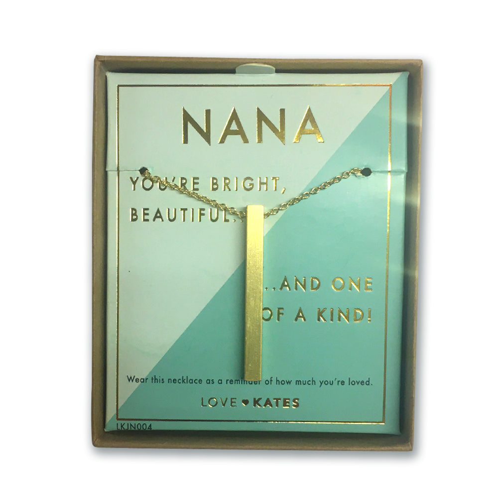 Nana One Of A Kind Brushed Gold Vertical Bar Necklace In Presentation Box