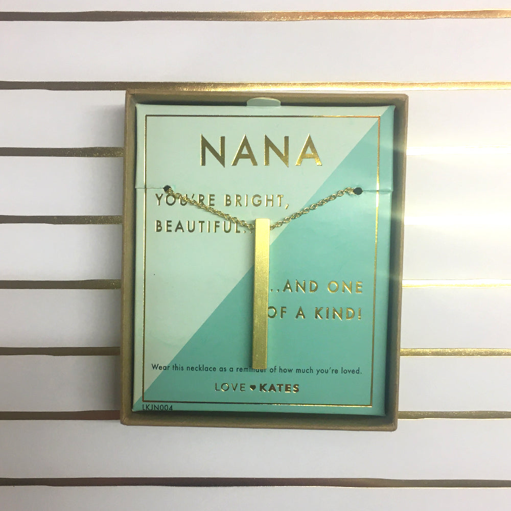 Nana One Of A Kind Brushed Gold Vertical Bar Necklace In Presentation Box