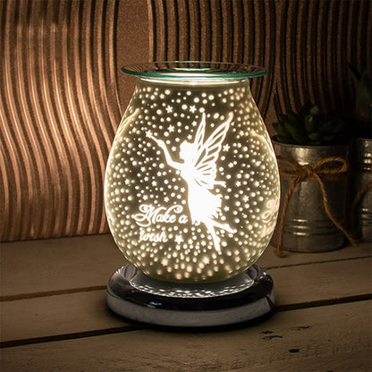 Fairy Design Satin White Aroma Electric Touch Lamp Wax Or Oil Warmer