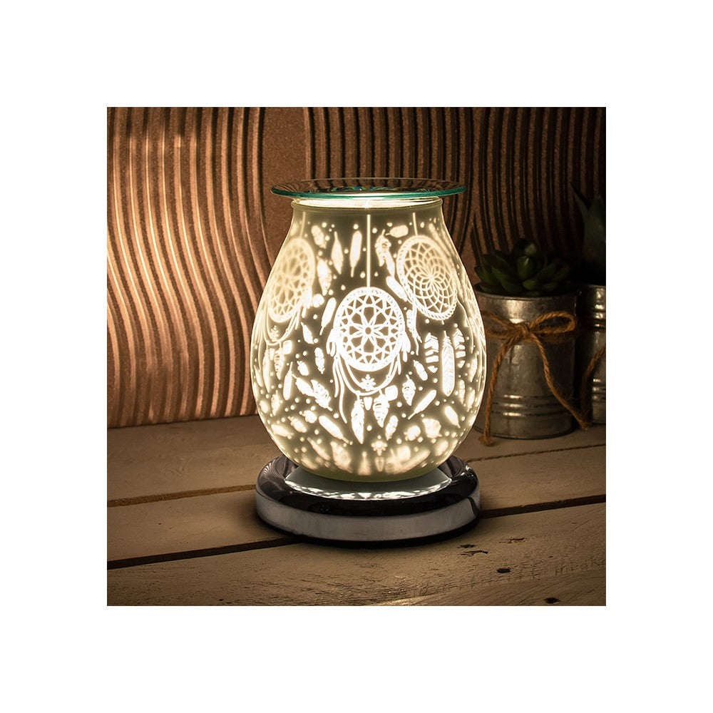 Dreamcatcher Design Satin White Aroma Electric Touch Lamp Wax Or Oil Warmer
