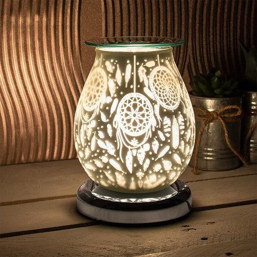 Dreamcatcher Design Satin White Aroma Electric Touch Lamp Wax Or Oil Warmer