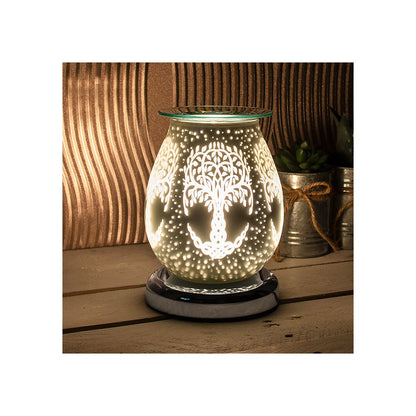 Tree Of Life Satin White Aroma Electric Touch Lamp Wax Or Oil Warmer