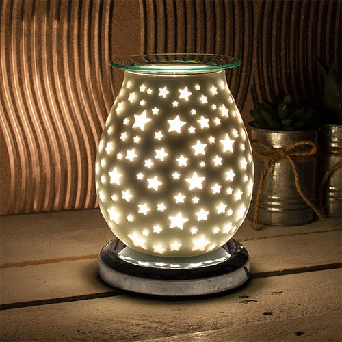 Star Design Satin White Aroma Electric Touch Lamp Wax Or Oil Warmer