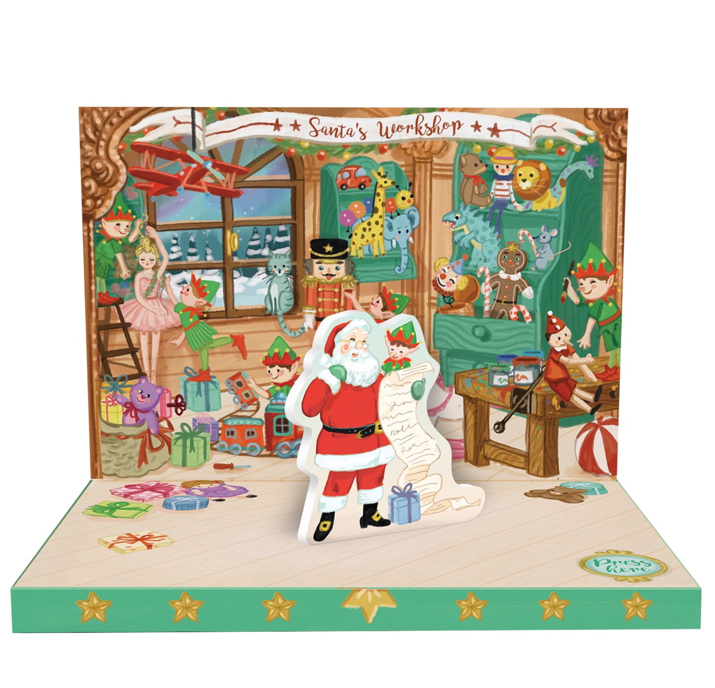 Santa's Workshop Music Box Card Novelty Dancing Musical Christmas Card