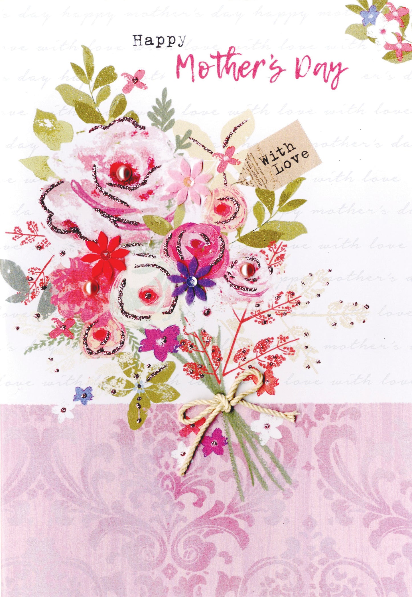 Happy Mother's Day Card With Love Embellished Bouquet