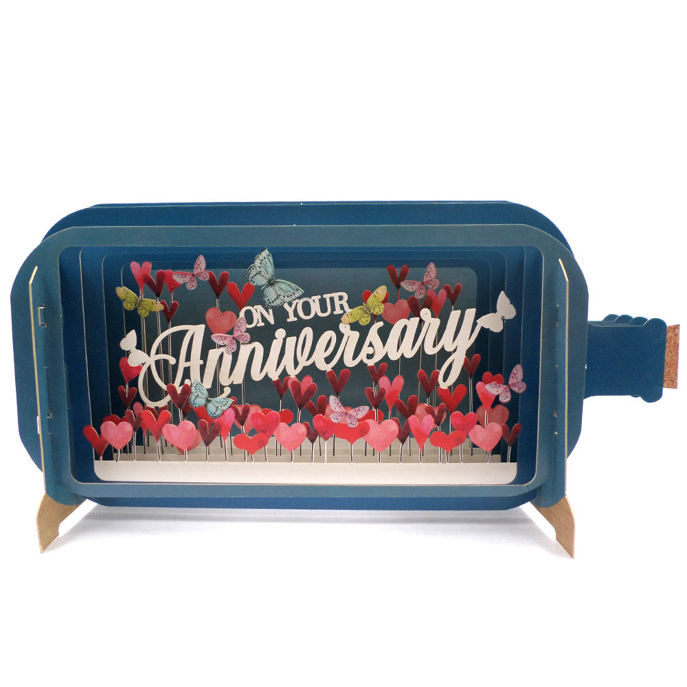 Message In A Bottle Heart Pop Up Anniversary Greeting Card