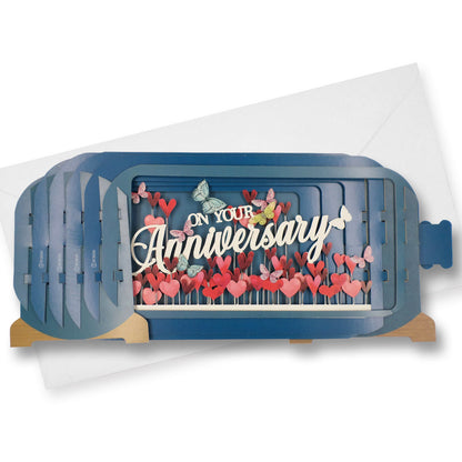Message In A Bottle Heart Pop Up Anniversary Greeting Card