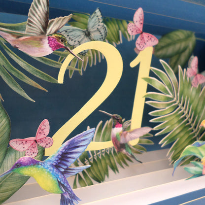 Message In A Bottle Flowers 21st Pop Up Birthday Greeting Card