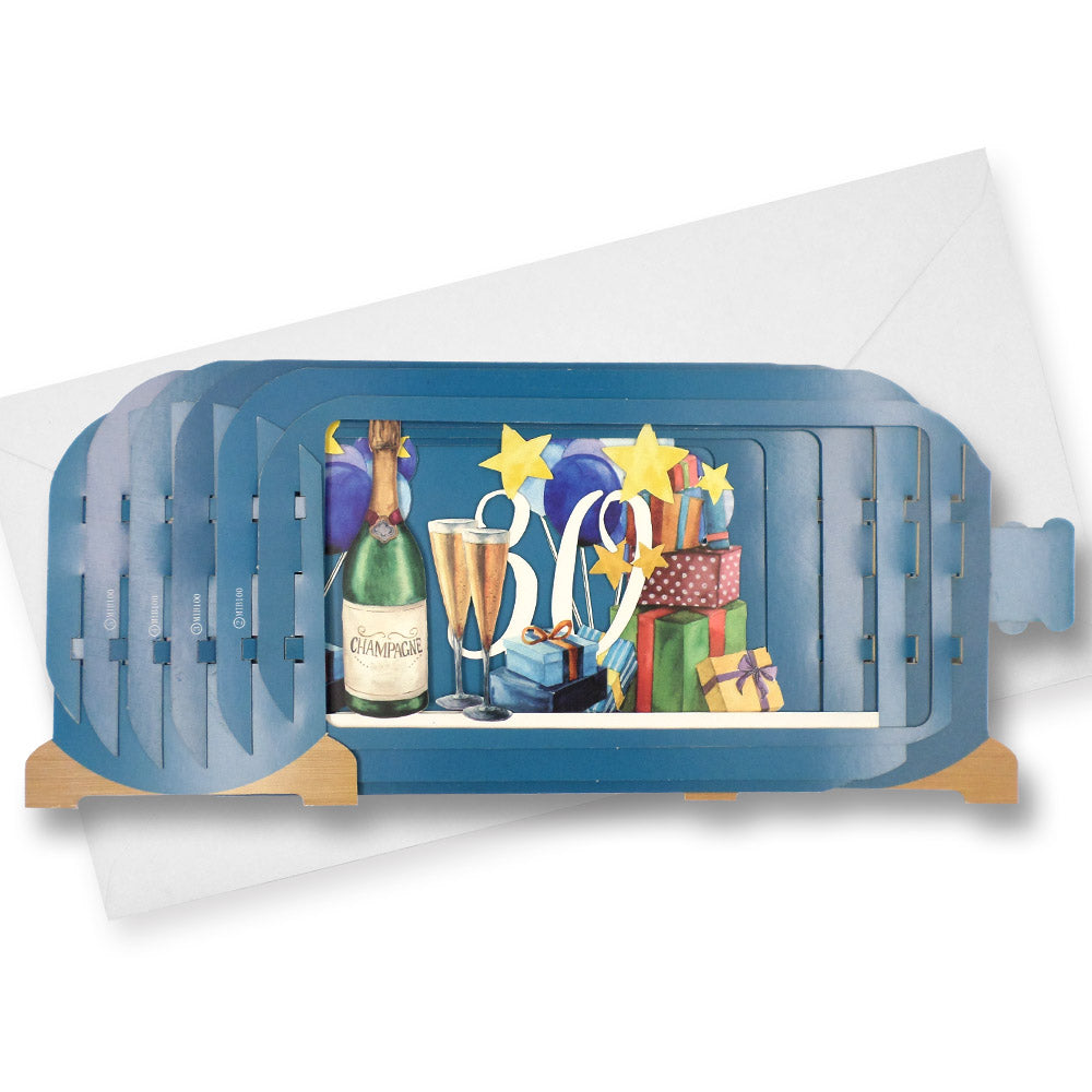 Message In A Bottle Champagne 30th Pop Up Birthday Greeting Card