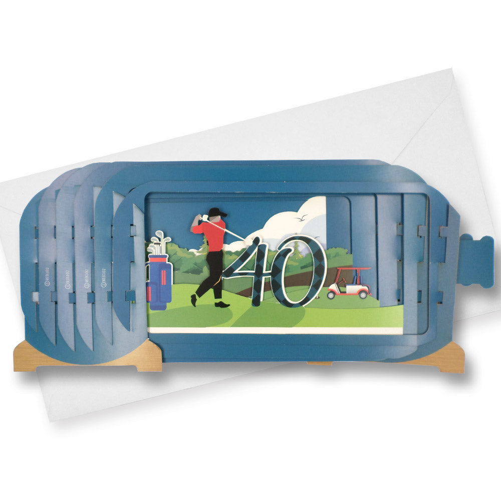 Message In A Bottle Golf 40th Pop Up Birthday Greeting Card