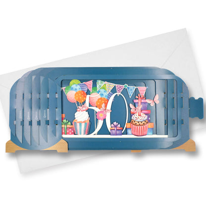 Message In A Bottle Cupcake 50th Pop Up Birthday Greeting Card