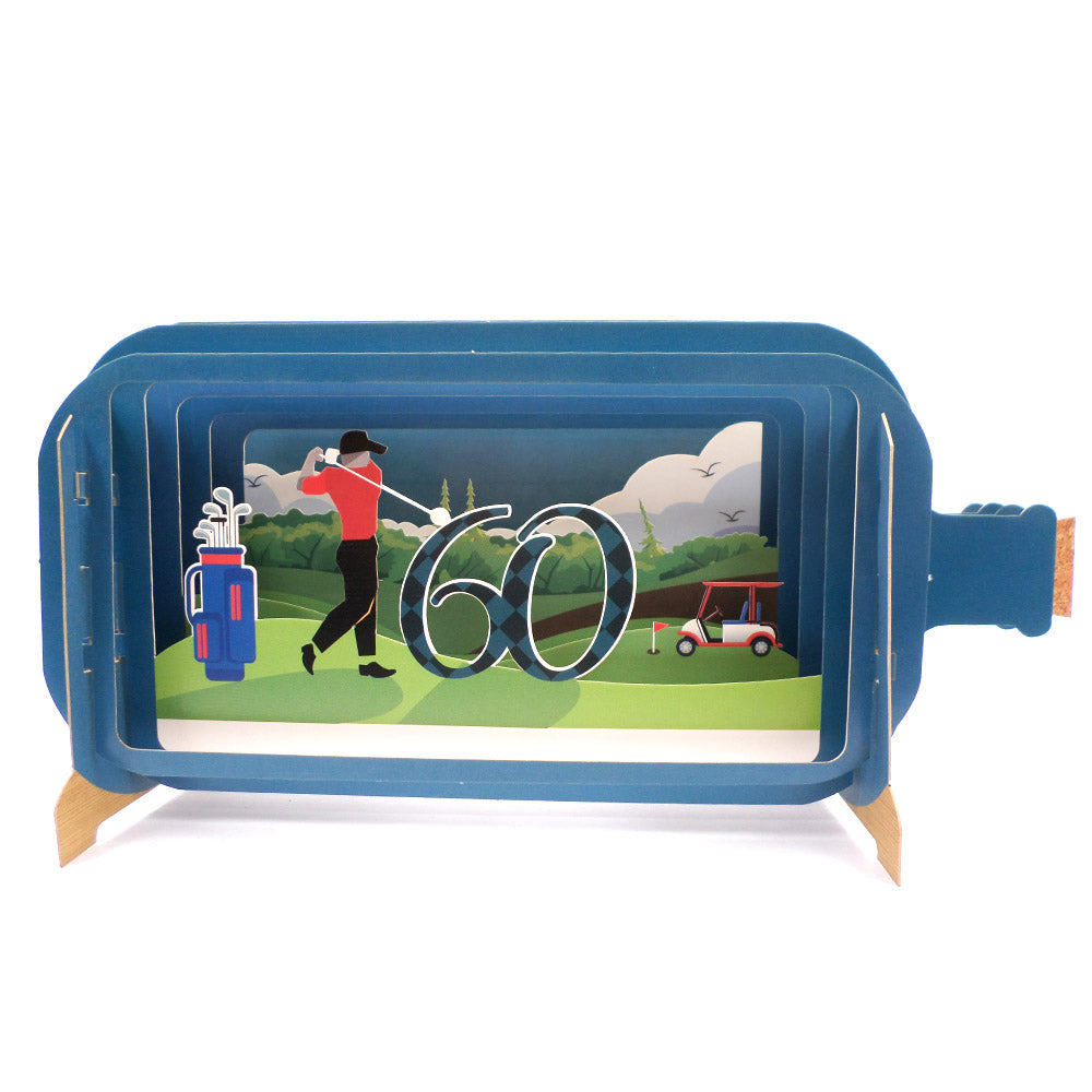 Message In A Bottle Golf 60th Pop Up Birthday Greeting Card