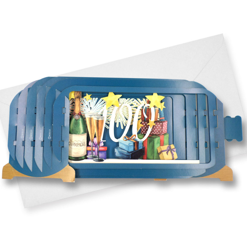 Message In A Bottle Fireworks 100 Pop Up Birthday Greeting Card