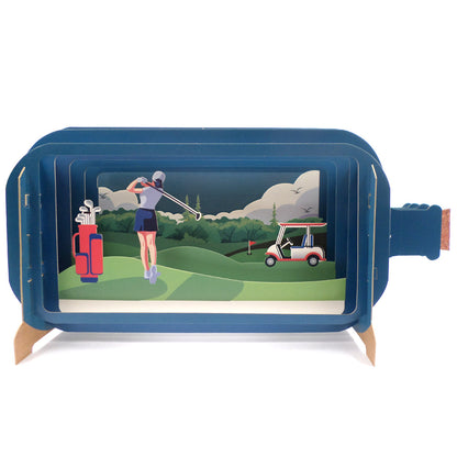 Message In A Bottle Lady Golfer Pop Up Birthday Greeting Card