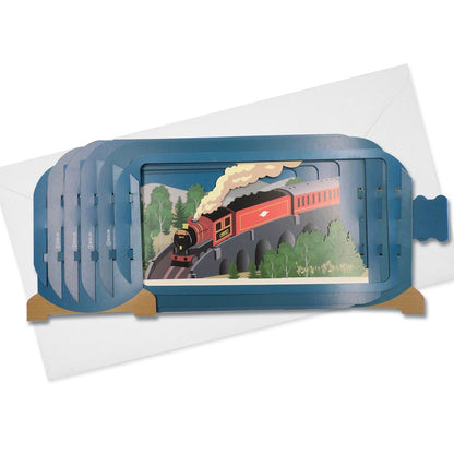 Message In A Bottle Steam Train Pop Up Any Occasion Greeting Card