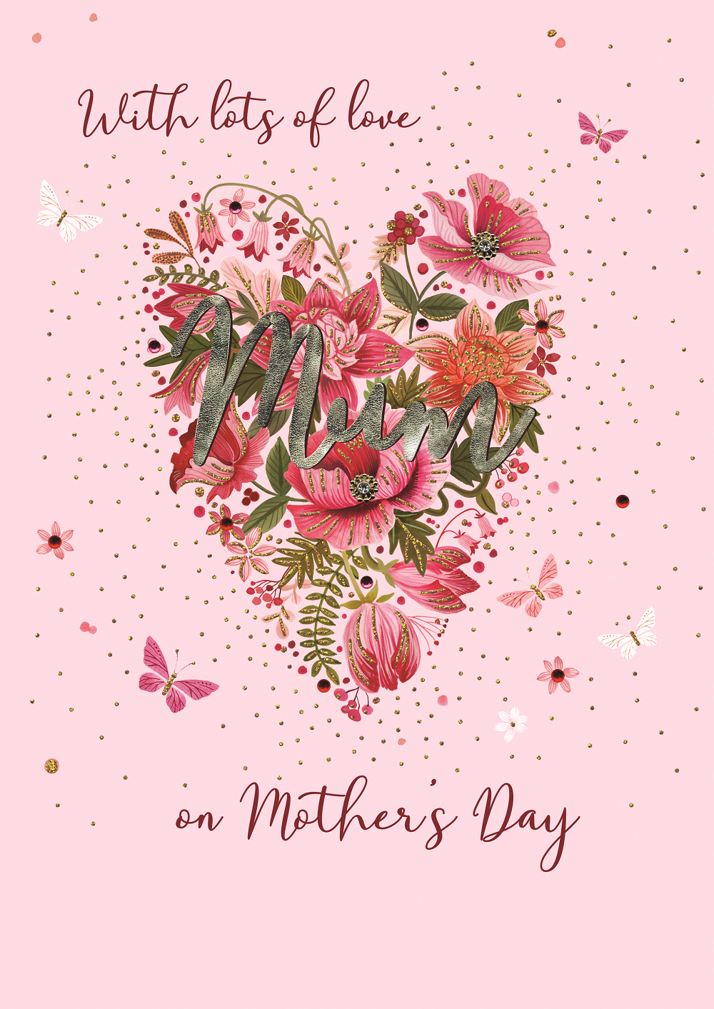 With Lots Of Love Mum Embellished Mother's Day Greeting Card