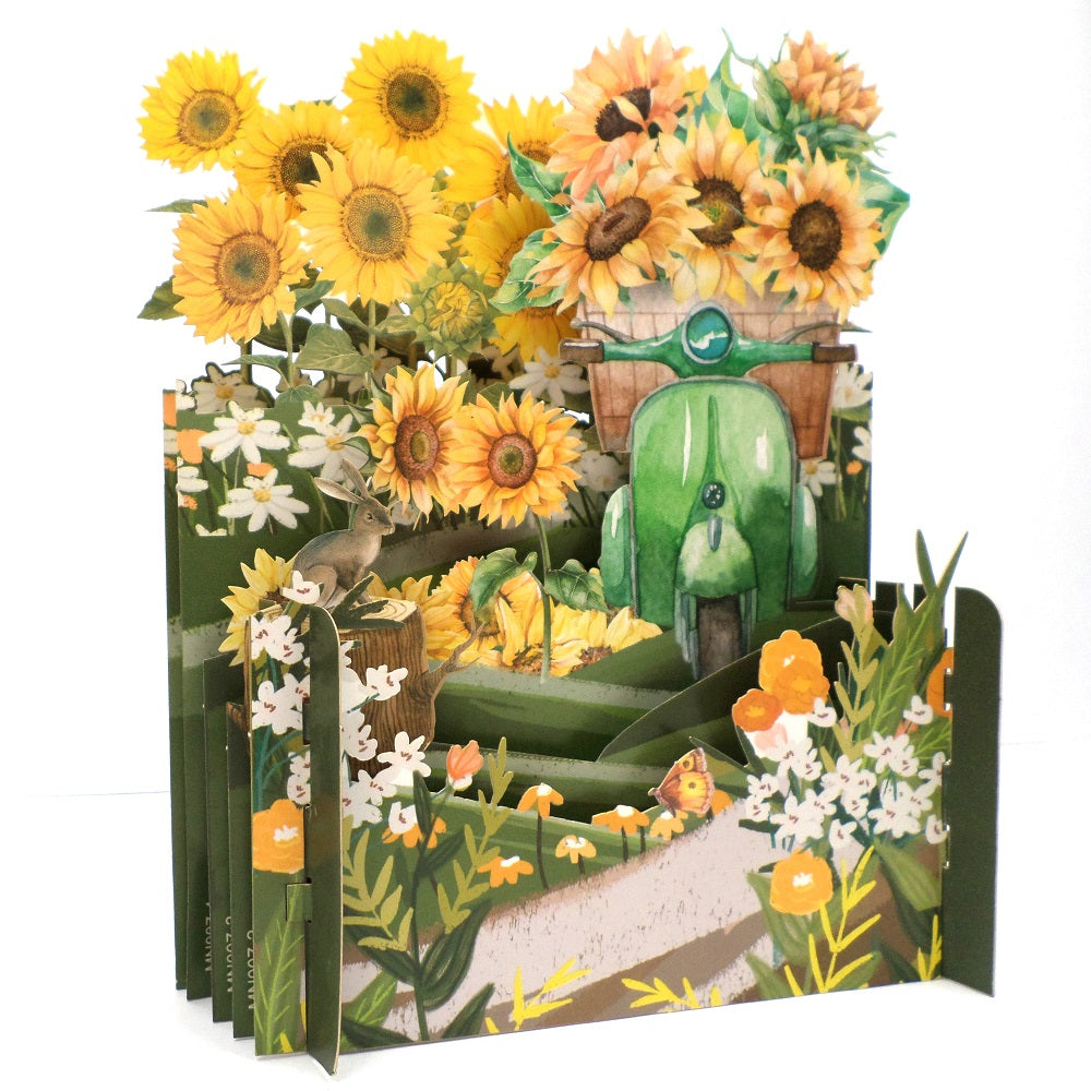 Vespa & Sunflowers 3D Pop Up Any Occasion Greeting Card