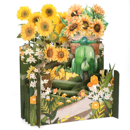 Vespa & Sunflowers 3D Pop Up Any Occasion Greeting Card