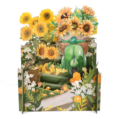 Vespa & Sunflowers 3D Pop Up Any Occasion Greeting Card