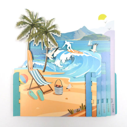 Surfing At The Beach 3D Pop Up Any Occasion Greeting Card