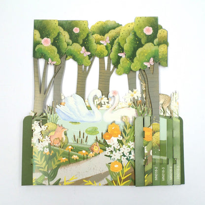 Swan Lake & Forest Animals 3D Pop Up Any Occasion Greeting Card