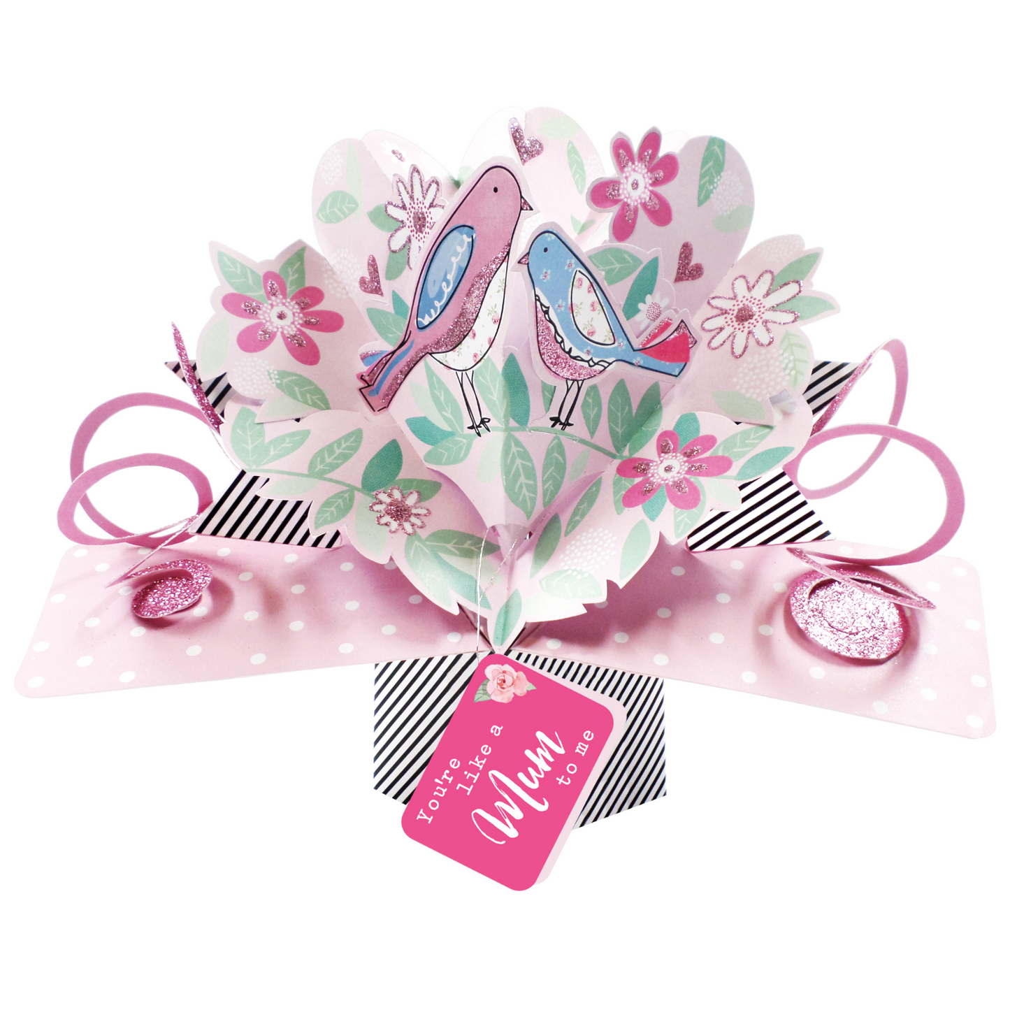 Like A Mum To Me Pretty Birds Pop Up Card